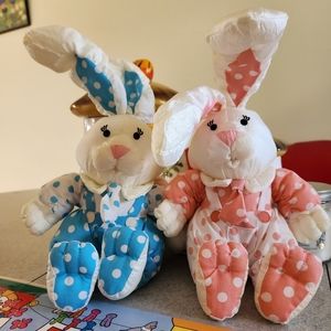 Vintage 1993 Easter Bunnies. Boy and Girl bunny